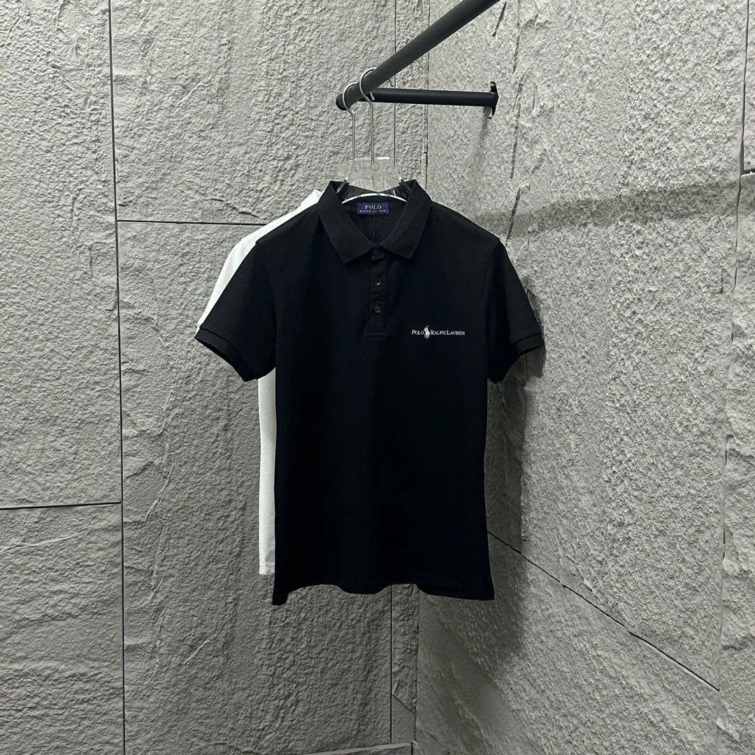🅿️180 Ralph Lauren POLO 2025 spring and summer new style simple logo letter embroidered pique fabric short-sleeved polo for men and women Size: M L XL 2XL 3XL Color: black white